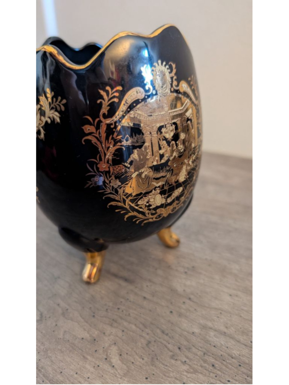 Black Gold Footed Vase